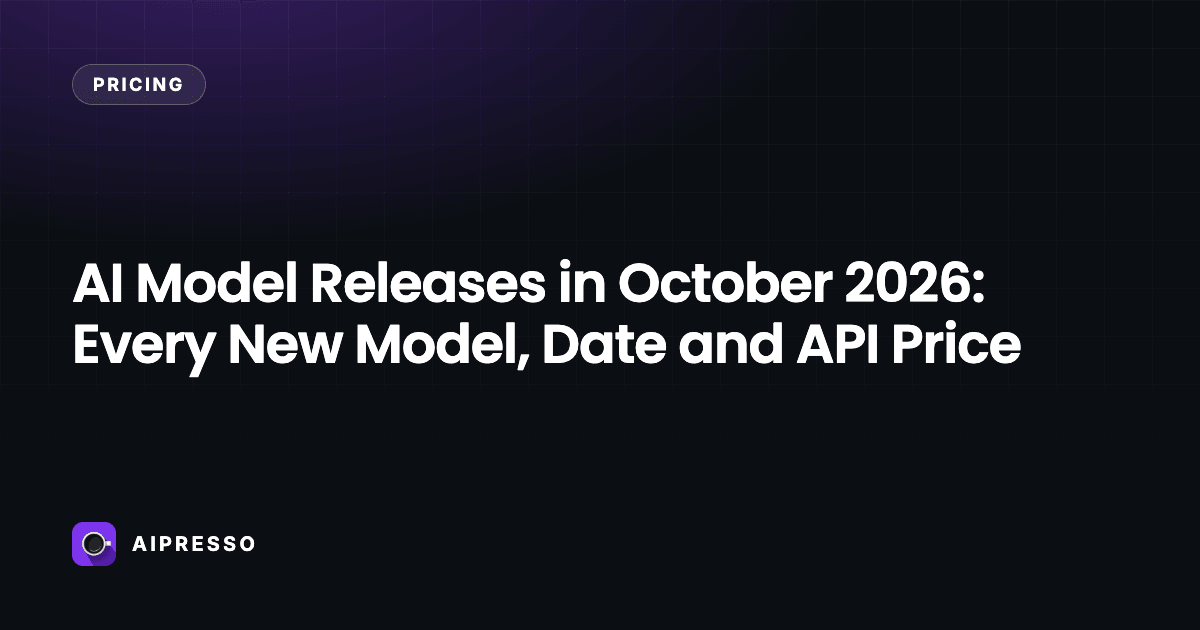AI Model Releases in October 2026: Every New Model, Date and API Price