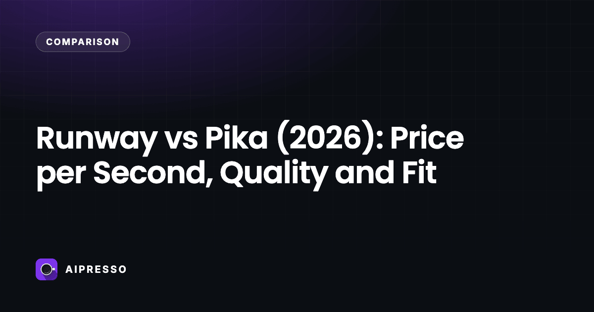 Runway vs Pika (2026): Price per Second, Quality and Fit