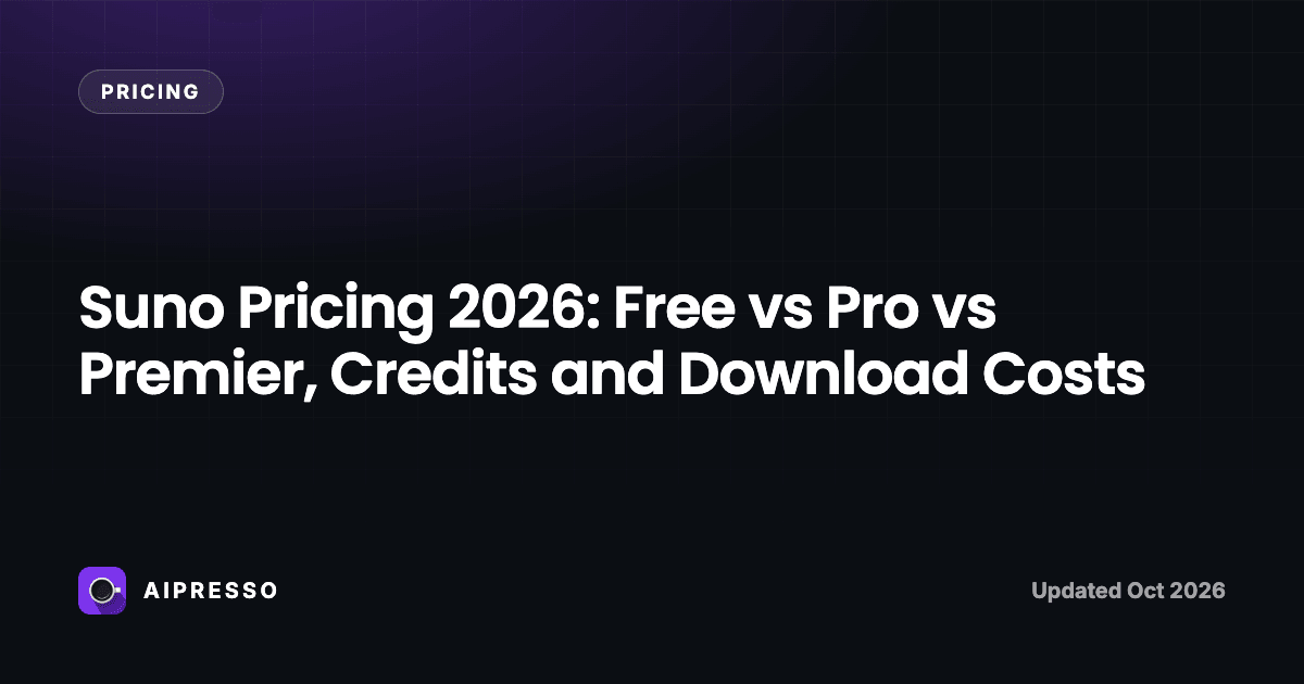Suno Pricing 2026: Free vs Pro vs Premier, Credits and Download Costs
